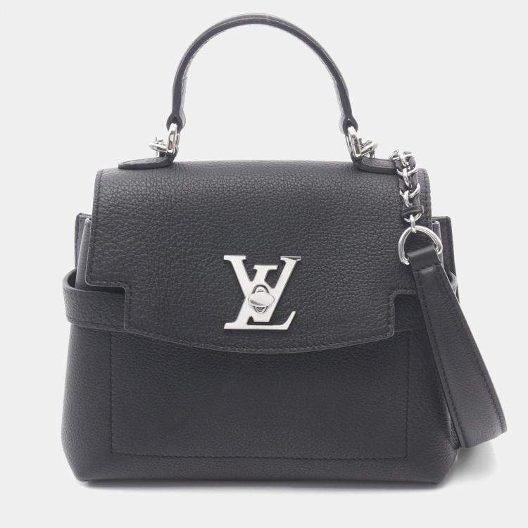 Pre Owned Louis Vuitton Lockme Evermini Handbag  Leather  Black