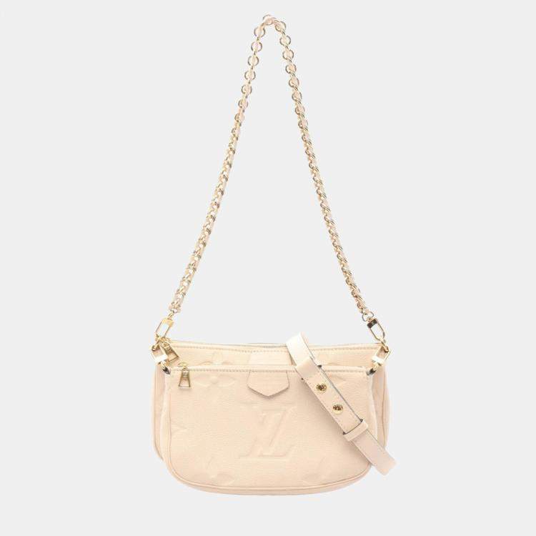 Pre Owned Louis Vuitton Multi Pochette Accessoires Shoulder Bag In Cream Monogram Empreinte Leather
