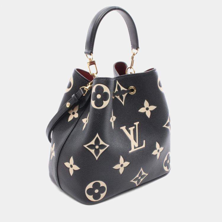 Pre Owned Louis Vuitton Neonoe Mm Two-Tone Handbag In Monogram Empreinte Leather  Black And Beige