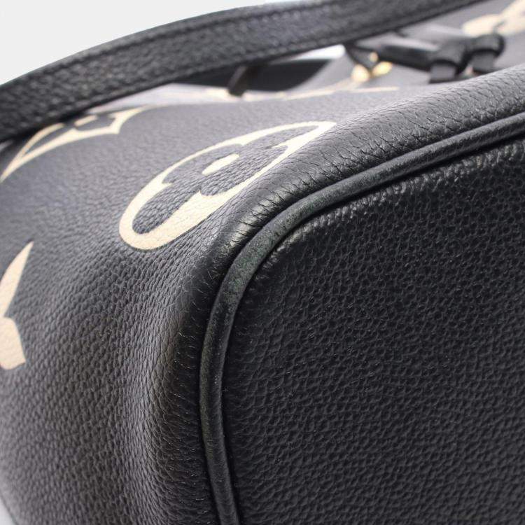 Pre Owned Louis Vuitton Neonoe Mm Two-Tone Handbag In Monogram Empreinte Leather  Black And Beige