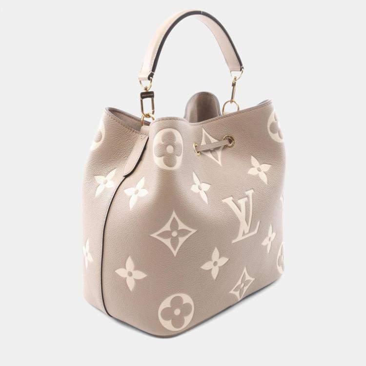 Pre Owned Louis Vuitton Neonoe Mm Two-Tone Handbag In Monogram Empreinte Leather  Beige