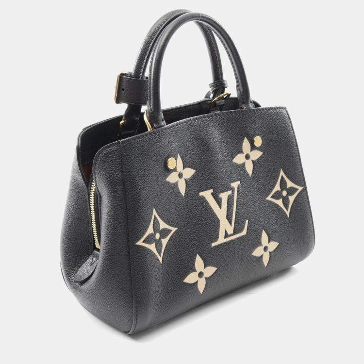 Pre Owned Louis Vuitton Montaigne Black/Beige Monogram Empreinte Leather BB Handbag