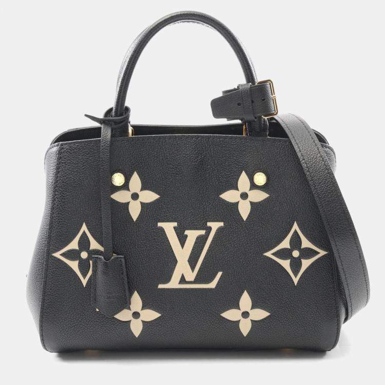 Pre Owned Louis Vuitton Montaigne Black/Beige Monogram Empreinte Leather BB Handbag