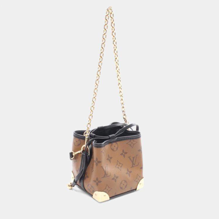 Pre Owned Louis Vuitton Noe Perse LV Charm Monogram Reverse  Brown/Black Coated Canvas Leather Shoulder Bag  