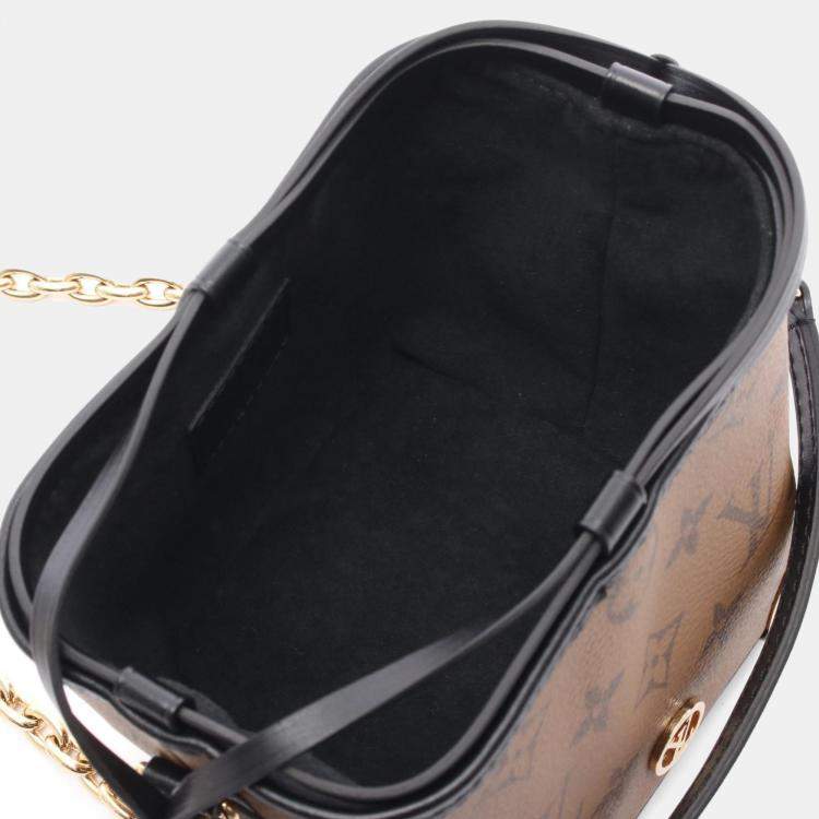 Pre Owned Louis Vuitton Noe Perse LV Charm Monogram Reverse  Brown/Black Coated Canvas Leather Shoulder Bag  