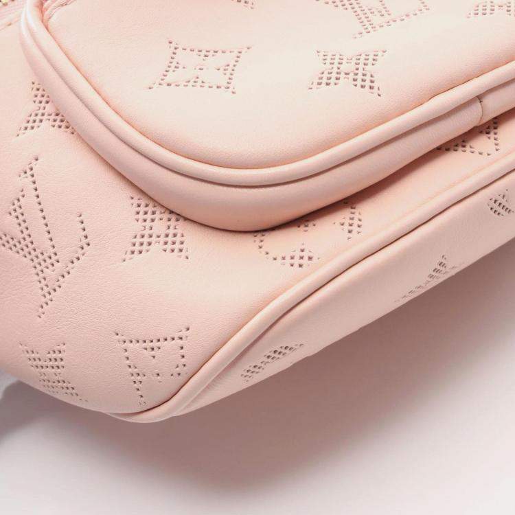 Pre Owned Louis Vuitton Mini Bum Bag Shoulder In Leather With Floral Monogram Pattern  Pink