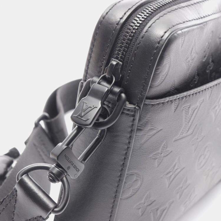 Pre Owned Louis Vuitton Duo Shoulder Bag Leather Monogram Shadow Black