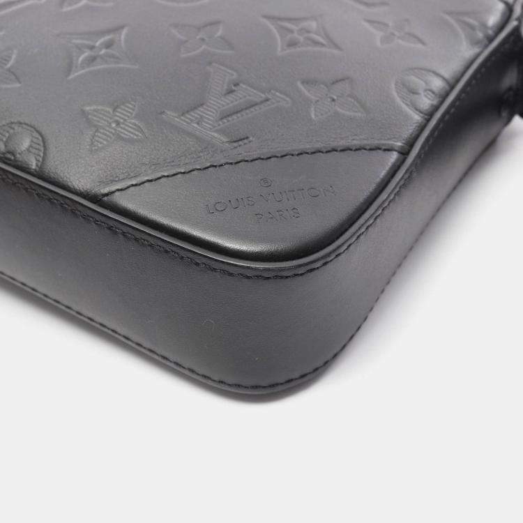 Pre Owned Louis Vuitton Duo Shoulder Bag Leather Monogram Shadow Black