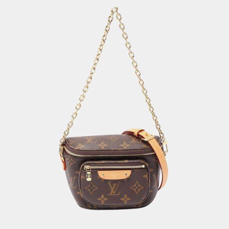 Pre Owned Louis Vuitton Mini Bum Bag Monogram Handbag Coated Canvas Leather Brown