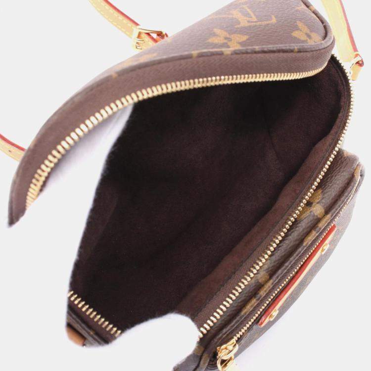 Pre Owned Louis Vuitton Mini Bum Bag Monogram Handbag Coated Canvas Leather Brown