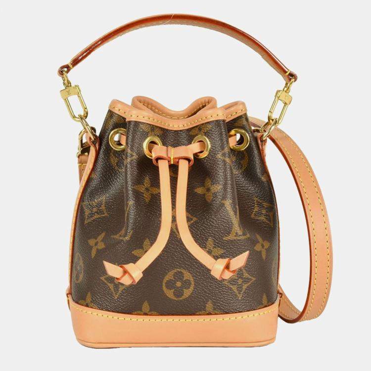 Pre Owned Louis Vuitton Nano Noe Shoulder Bag Monogram Canvas Brown Rfid Handbag