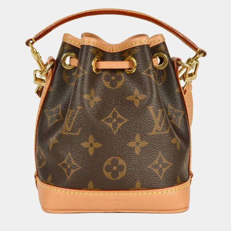 Pre Owned Louis Vuitton Nano Noe Shoulder Bag Monogram Canvas Brown Rfid Handbag