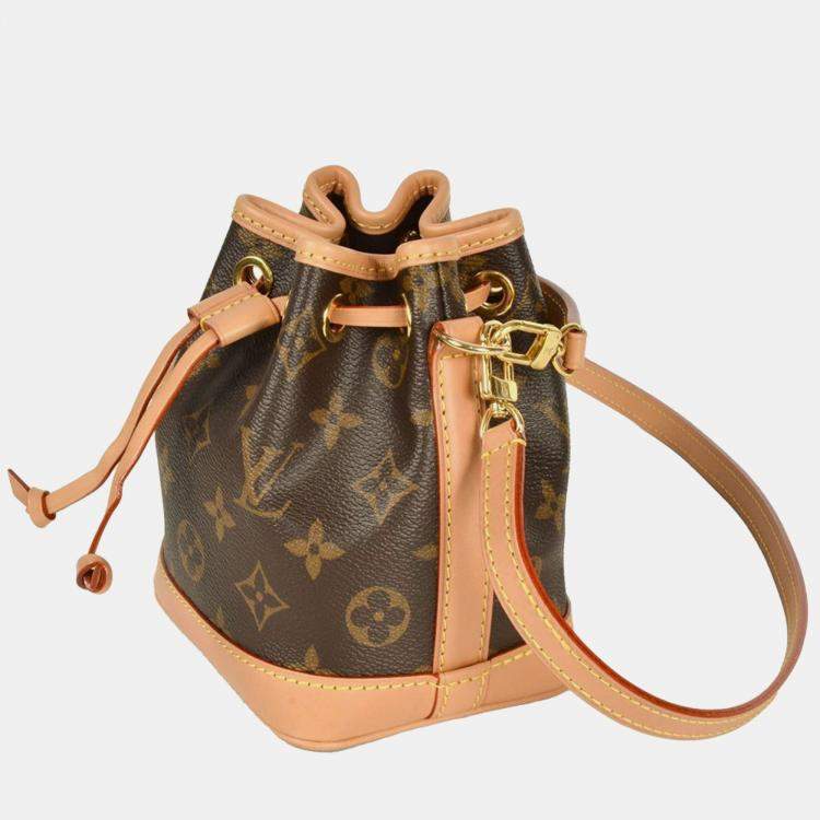 Pre Owned Louis Vuitton Nano Noe Shoulder Bag Monogram Canvas Brown Rfid Handbag