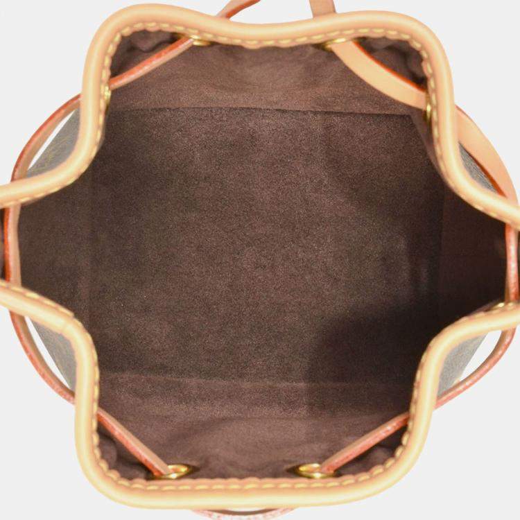 Pre Owned Louis Vuitton Nano Noe Shoulder Bag Monogram Canvas Brown Rfid Handbag