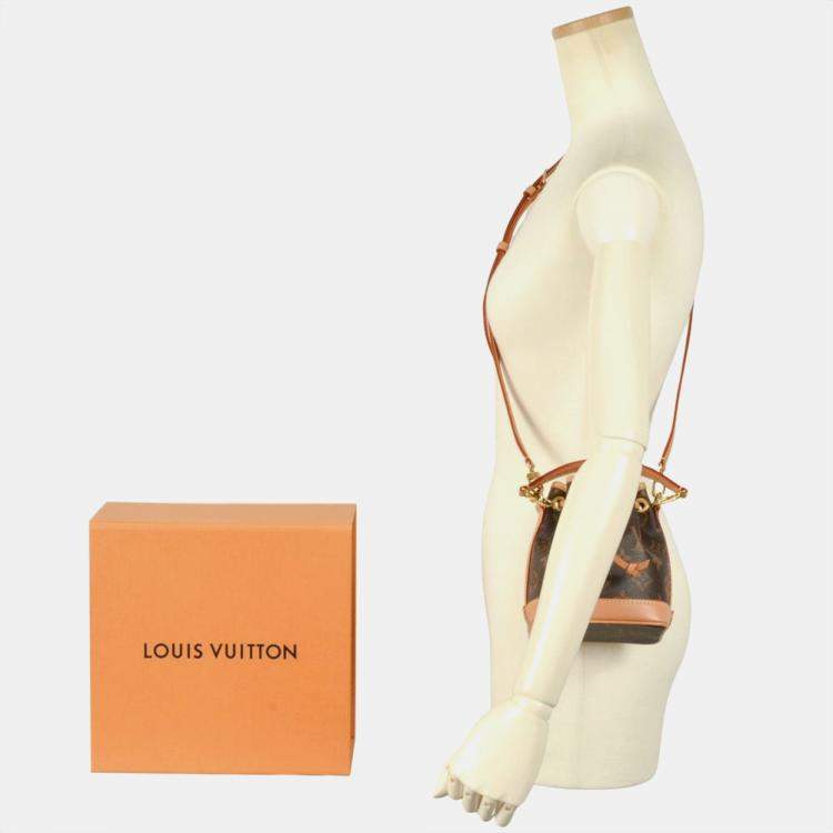 Pre Owned Louis Vuitton Nano Noe Shoulder Bag Monogram Canvas Brown Rfid Handbag
