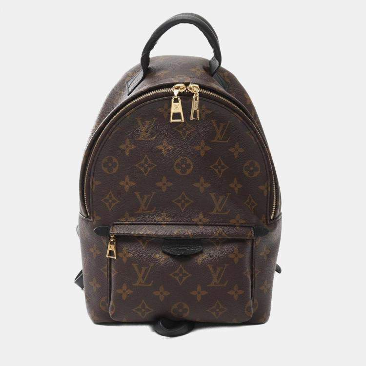 Pre Owned Louis Vuitton Palm Springs Backpack Pm Coated Canvas Leather Monogram Brown Black
