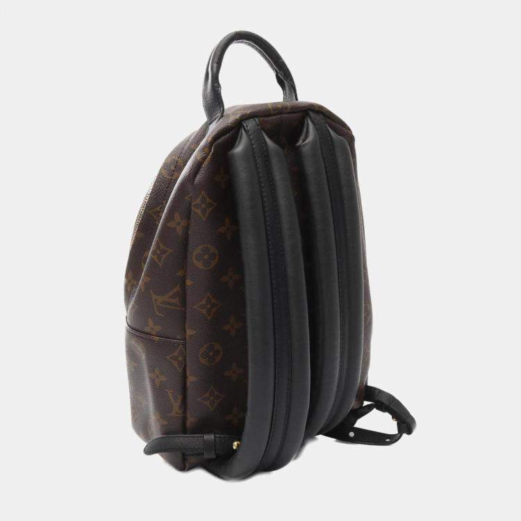 Pre Owned Louis Vuitton Palm Springs Backpack Pm Coated Canvas Leather Monogram Brown Black