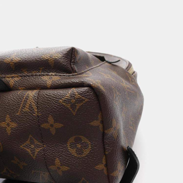 Pre Owned Louis Vuitton Palm Springs Backpack Pm Coated Canvas Leather Monogram Brown Black
