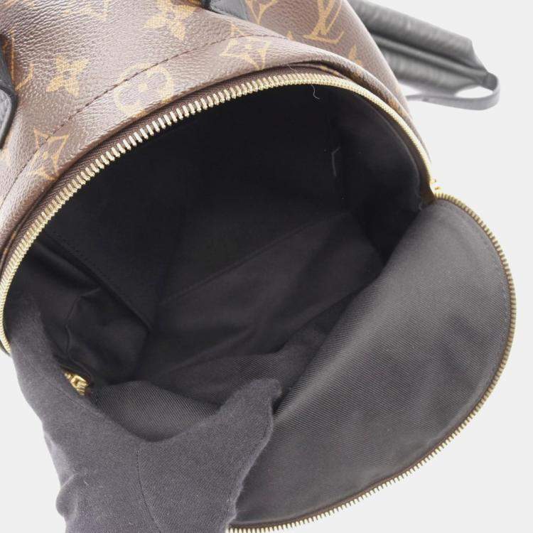 Pre Owned Louis Vuitton Palm Springs Backpack Pm Coated Canvas Leather Monogram Brown Black