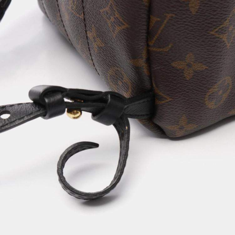 Pre Owned Louis Vuitton Palm Springs Backpack Pm Coated Canvas Leather Monogram Brown Black