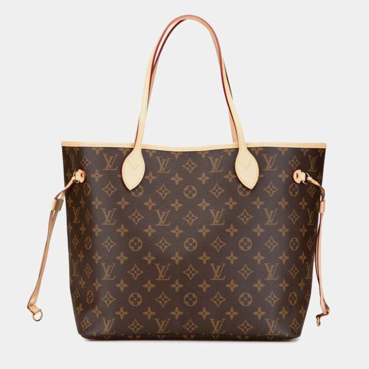 Pre Owned Louis Vuitton Monogram Neverfull Mm Tote Bag Brown Pvc Leather
