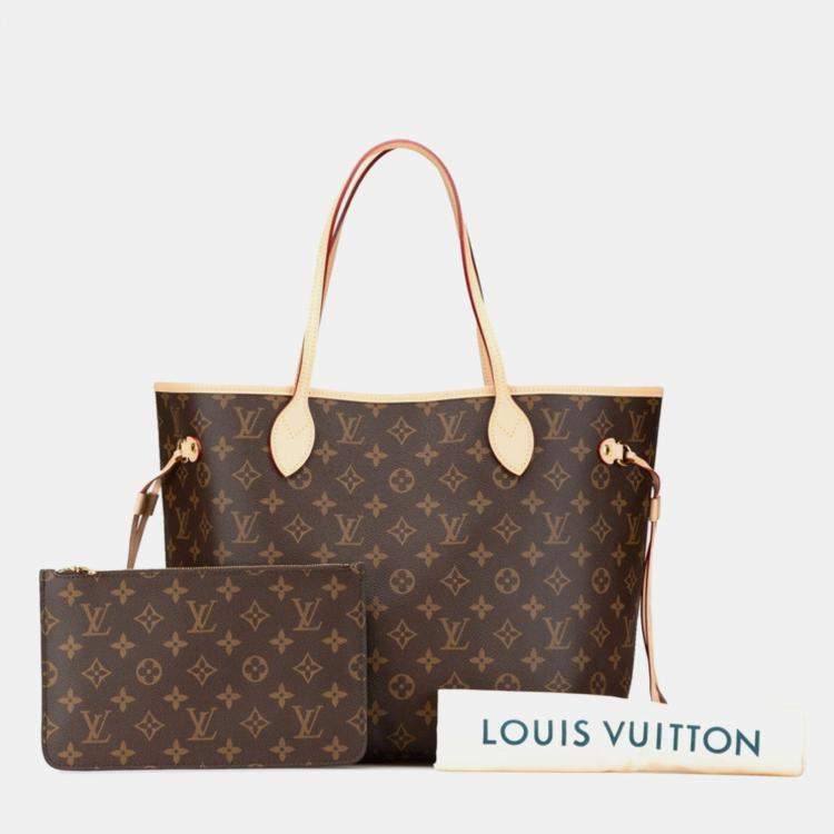 Pre Owned Louis Vuitton Monogram Neverfull Mm Tote Bag Brown Pvc Leather