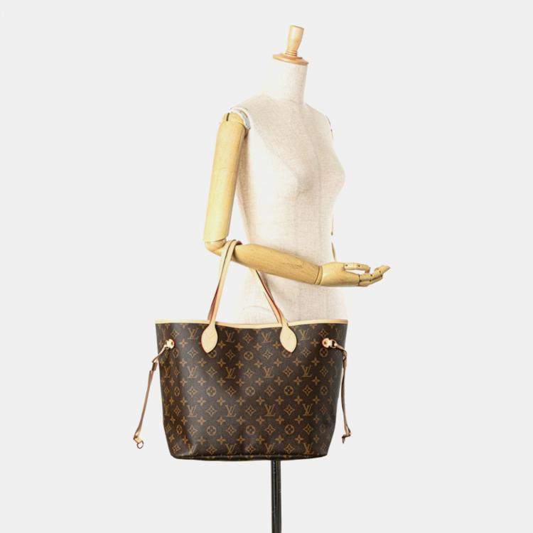 Pre Owned Louis Vuitton Monogram Neverfull Mm Tote Bag Brown Pvc Leather