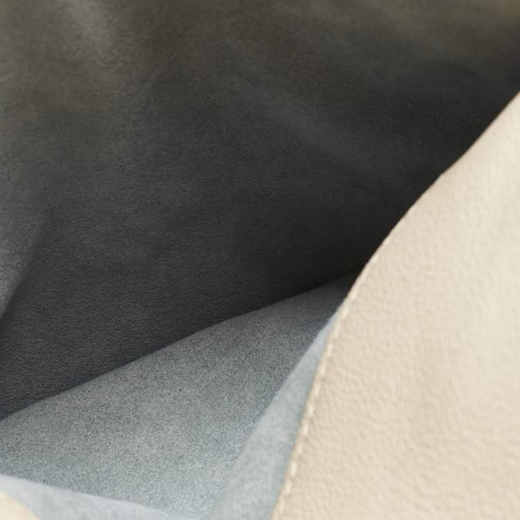 Pre Owned Louis Vuitton Greige Leather and Monogram Canvas On My Side MM Tote Bag