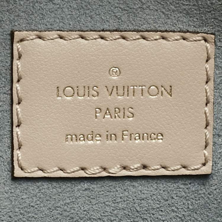 Pre Owned Louis Vuitton Greige Leather and Monogram Canvas On My Side MM Tote Bag