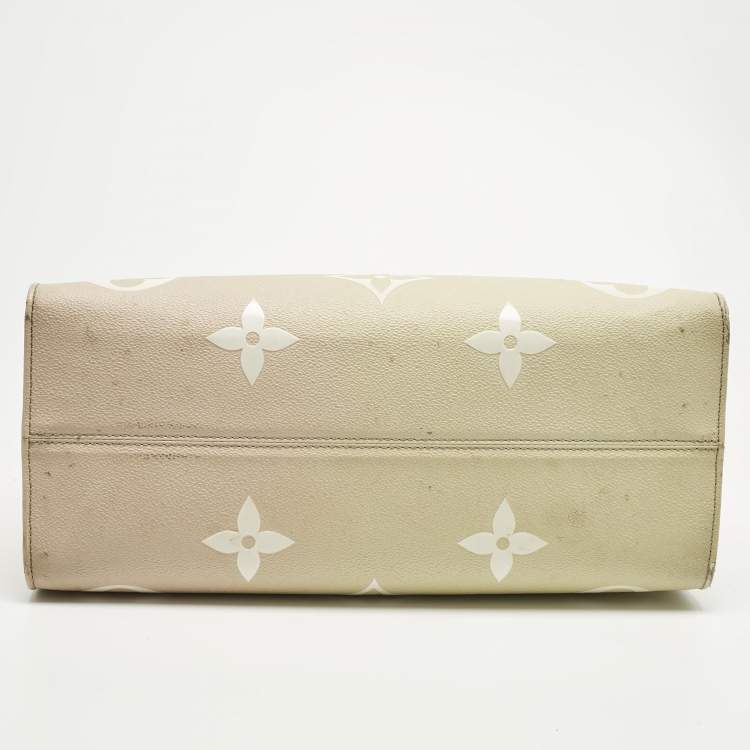 Pre Owned Louis Vuitton Sunset Khaki Monogram Giant Empreinte Leather Onthego MM Bag