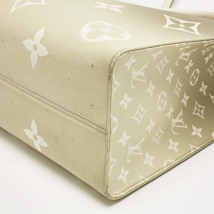 Pre Owned Louis Vuitton Sunset Khaki Monogram Giant Empreinte Leather Onthego MM Bag