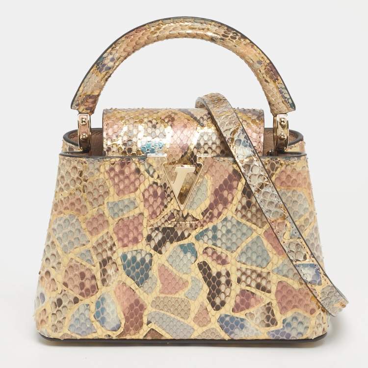 مملوكة مسبقًا Louis Vuitton Multicolor Python Mini Mosaic Capucines Bag