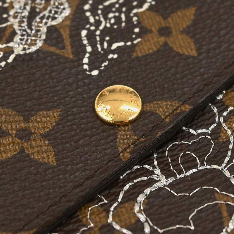 Pre Owned Louis Vuitton Monogram Dentelle Portefeuille Sarah Wallet