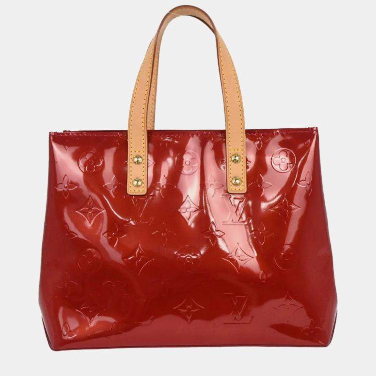 Pre Owned Louis Vuitton Red Vernis Reade PM Tote Handbag