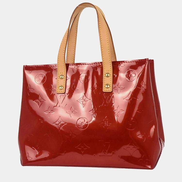 Pre Owned Louis Vuitton Red Vernis Reade PM Tote Handbag