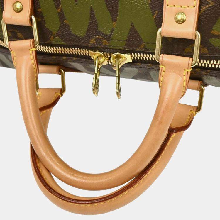 Pre Owned Louis Vuitton Khaki Monogram Graffiti Keepall 50 Duffle Bag