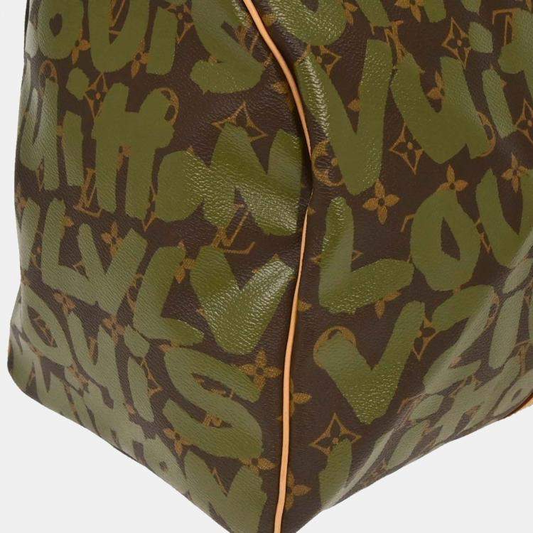 Pre Owned Louis Vuitton Khaki Monogram Graffiti Keepall 50 Duffle Bag