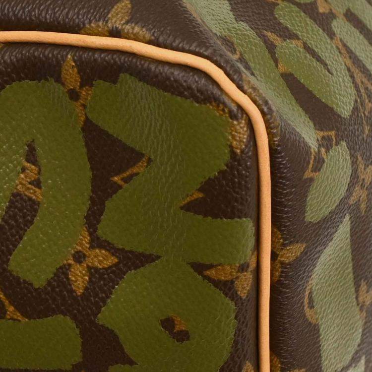 Pre Owned Louis Vuitton Khaki Monogram Graffiti Keepall 50 Duffle Bag