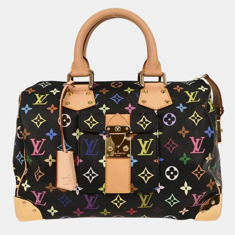 Pre Owned Louis Vuitton Black Monogram Multicolor Speedy 30 Handbag