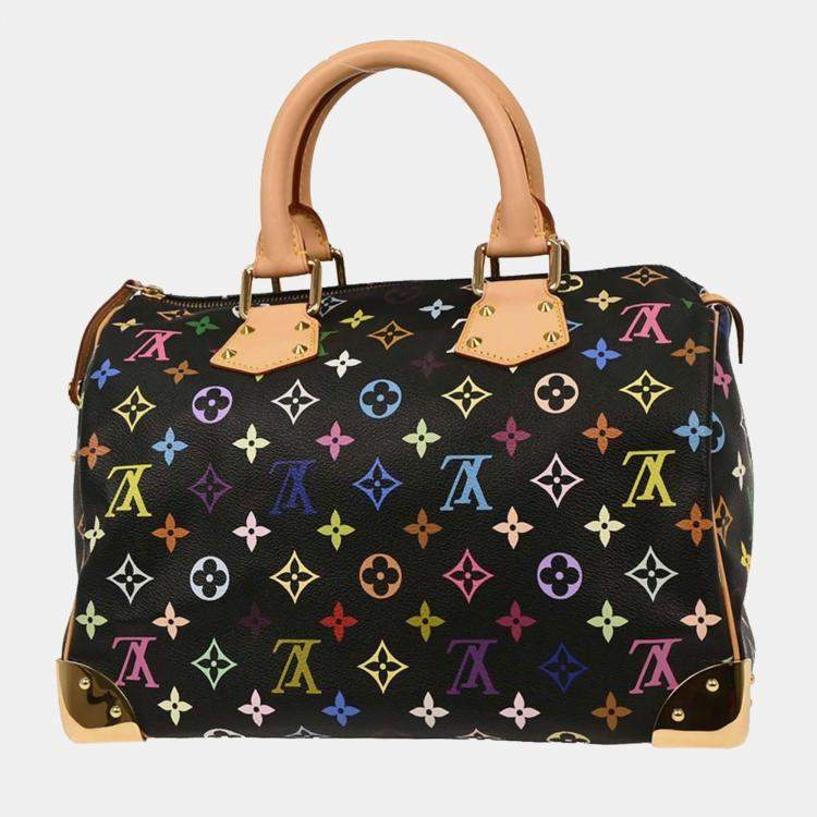 Pre Owned Louis Vuitton Black Monogram Multicolor Speedy 30 Handbag