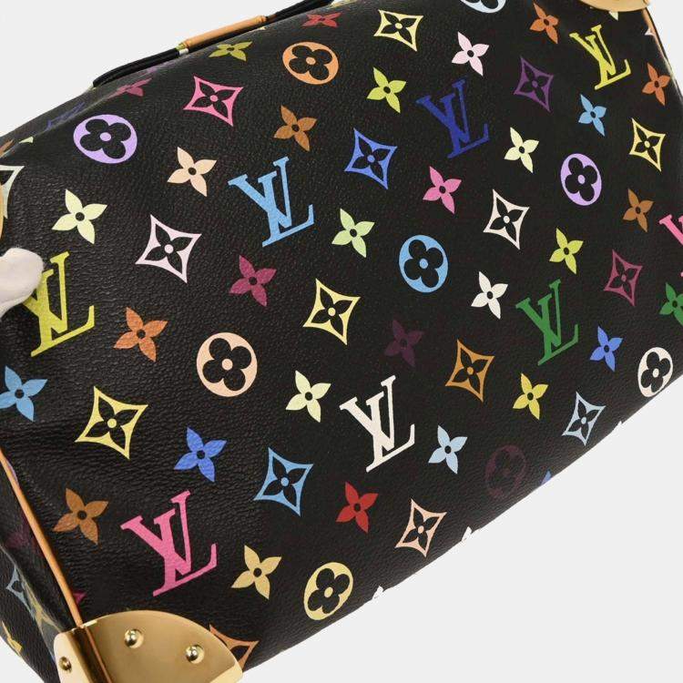 Pre Owned Louis Vuitton Black Monogram Multicolor Speedy 30 Handbag