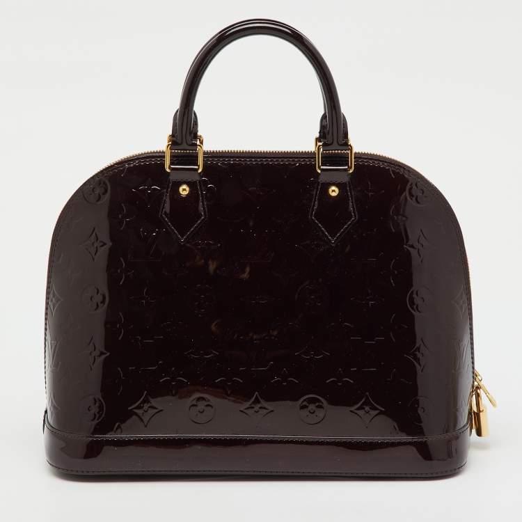 Pre Owned Louis Vuitton Amarante Monogram Vernis Alma PM Bag
