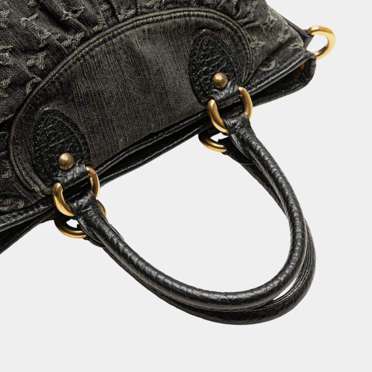Pre Owned Louis Vuitton Black Monogram Denim Neo Cabby MM