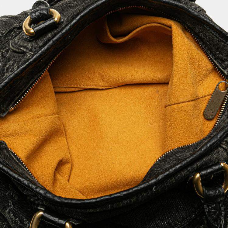 Pre Owned Louis Vuitton Black Monogram Denim Neo Cabby MM