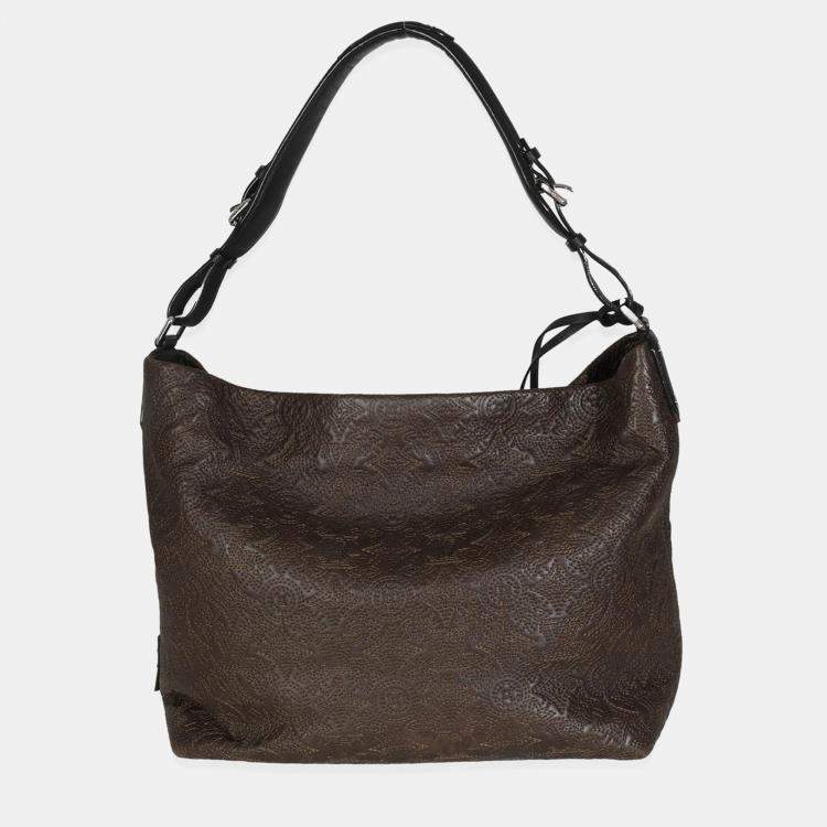 Pre Owned Louis Vuitton Olive Monogram Lambskin Antheia Hobo