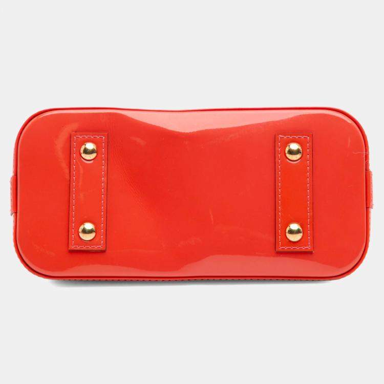 Pre Owned Louis Vuitton Red Monogram Vernis Alma BB