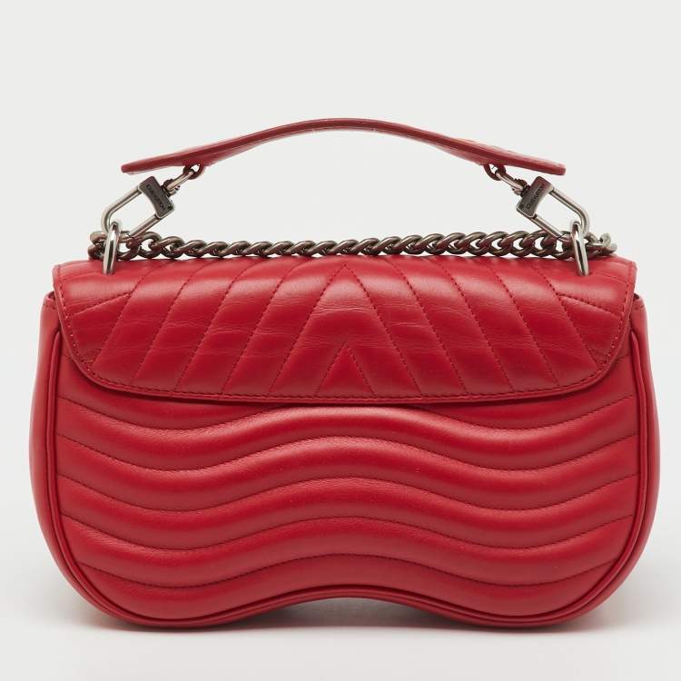 Pre Owned Louis Vuitton Ecarlate Leather New Wave Chain MM Bag