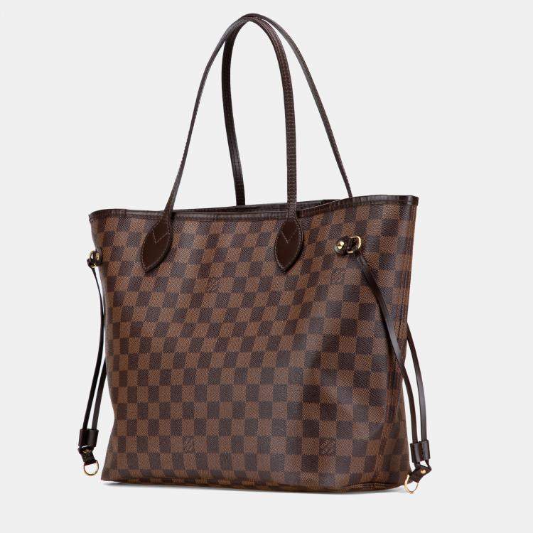 Pre Owned Louis Vuitton Brown Damier Ebene Neverfull MM