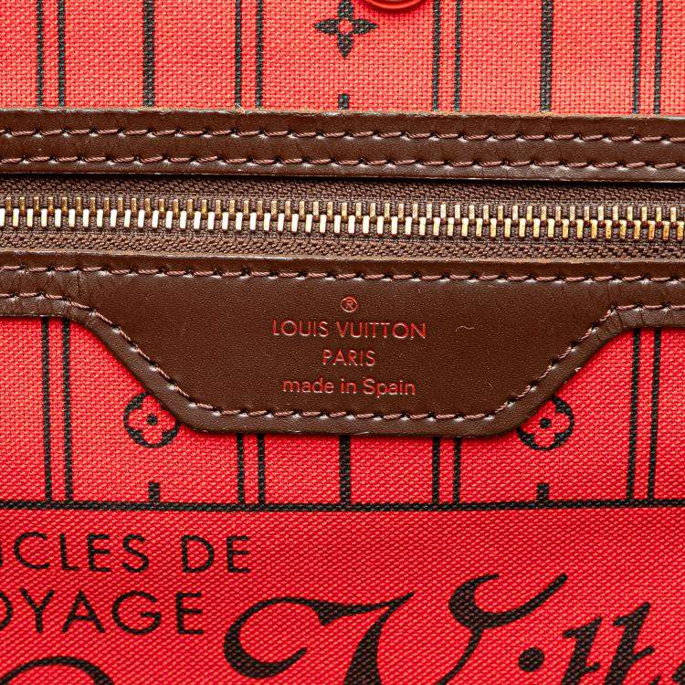Pre Owned Louis Vuitton Brown Damier Ebene Neverfull MM