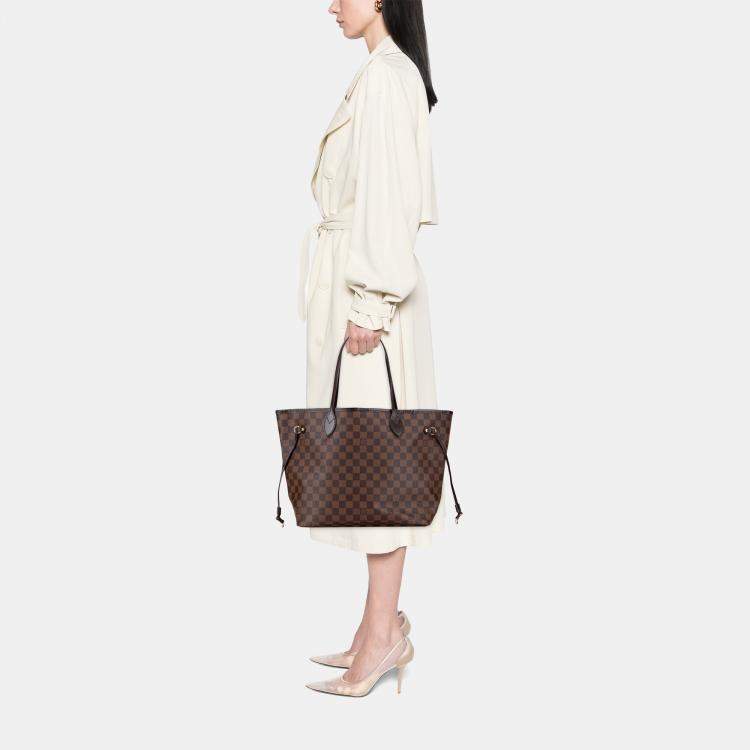 Pre Owned Louis Vuitton Brown Damier Ebene Neverfull MM